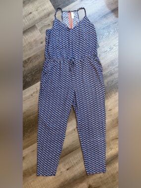DEPT 222 Flowy Jumpsuit Romper Size Large Drawstring Waist & Pockets